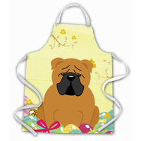 "Caroline's Treasures Easter Eggs English Bulldog Red Apron, Large, Multicolor"