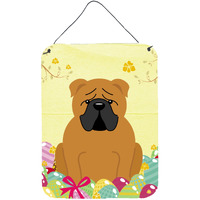 "Caroline's Treasures Easter Eggs English Bulldog Red Metal Print, 16 x 12, Multicolor"