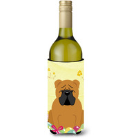 "Caroline's Treasures BB6122LITERK Easter Eggs English Bulldog Red Wine Bottle Beverage Insulator Hugger, 750ml, Multicolor"