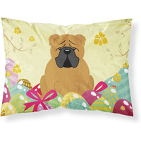 Easter Eggs English Bulldog Red Fabric Standard Pillowcase