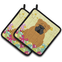 "Caroline's Treasures BB6122PTHD Easter English Bulldog Red Pair of Pot Holders, 7.5"" x 7.5"", Multicolor"