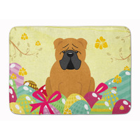 "Caroline's Treasures Easter Eggs English Bulldog Red Machine Washable Memory Foam Mat doormats, Multicolor"