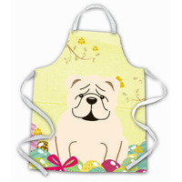 "Caroline's Treasures Easter Eggs English Bulldog White Apron, Large, Multicolor"