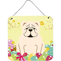 "Caroline's Treasures Easter Eggs English Bulldog White Metal Print, 6 x 6, Multicolor"