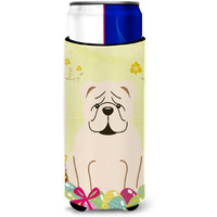 "Caroline's Treasures Easter Eggs English Bulldog White Michelob Ultra Hugger For Slim Cans, Slim Can, Multicolor"
