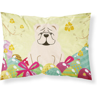 Easter Eggs English Bulldog White Fabric Standard Pillowcase
