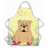 "Caroline's Treasures Easter Eggs English Bulldog Fawn Apron, Large, Multicolor"