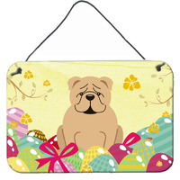 "Caroline's Treasures Easter Eggs English Bulldog Fawn Metal Print, 8"" H x 12"" W"