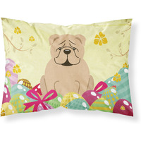 Easter Eggs English Bulldog Fawn Fabric Standard Pillowcase