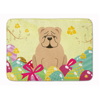 "Caroline's Treasures Easter Eggs English Bulldog Fawn Machine Washable Memory Foam Mat doormats, Multicolor"