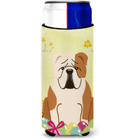 "Caroline's Treasures Easter English Bulldog Fawn White Michelob Ultra Hugger For Slim Cans, Slim Can, Multicolor"