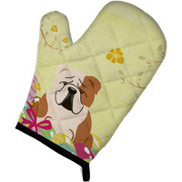 "Caroline's Treasures Easter Eggs English Bulldog Fawn White Oven Mitt, Multicolor, 12"" x 8.5"""