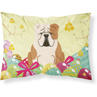 Easter Eggs English Bulldog Fawn White Fabric Standard Pillowcase