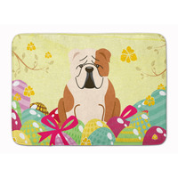 Caroline's Treasures Easter Eggs English Bulldog Fawn White Machine Washable Memory Foam Mat doormats