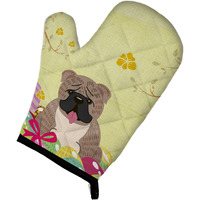 "Caroline's Treasures Easter Eggs English Bulldog Grey Brindle Oven Mitt, Multicolor, 12"" x 8.5"""