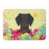 "Caroline's Treasures Easter Eggs Wire Haired Dachshund Black Tan Machine Washable Memory Foam Mat doormats, Multicolor"