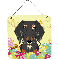 "Caroline's Treasures Eggs Easter Wire Haired Dachshund Dapple Metal Print, 6 x 6, Multicolor"