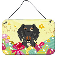 "Caroline's Treasures Easter Eggs Dapple Wire Haired Dachshund Metal Print, 8"" H x 12"" W"