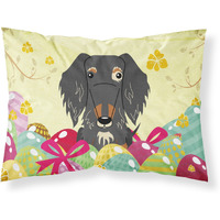 Easter Eggs Wire Haired Dachshund Dapple Fabric Standard Pillowcase