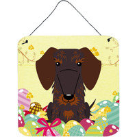 "Caroline's Treasures Eggs Easter Wire Haired Dachshund Chocolate Metal Print, 6 x 6, Multicolor"