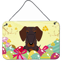 "Caroline's Treasures Easter Chocolate Eggs Wire Haired Dachshund Metal Print, 8"" H x 12"" W"