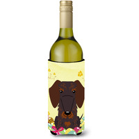"Caroline's Treasures BB6129LITERK Easter Wire Haired Dachshund Wine Bottle Beverage Insulator Hugger, 750ml, Multicolor"