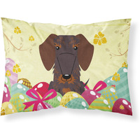 Easter Eggs Wire Haired Dachshund Chocolate Fabric Standard Pillowcase