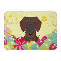 "Caroline's Treasures Easter Eggs Wire Haired Dachshund Chocolate Machine Washable Memory Foam Mat doormats, Multicolor"