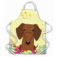 "Caroline's Treasures Easter Eggs Dachshund Red Brown Apron, Large, Multicolor"