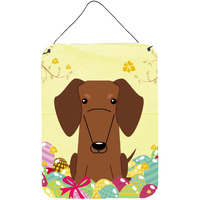 "Caroline's Treasures Easter Eggs Dachshund Red Brown Metal Print, 16 x 12, Multicolor"
