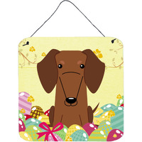 "Caroline's Treasures Easter Eggs Dachshund Red Brown Metal Print, 6 x 6, Multicolor"
