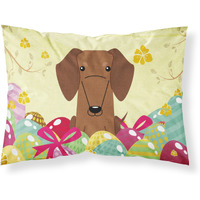Easter Eggs Dachshund Red Brown Fabric Standard Pillowcase