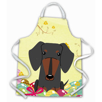 "Caroline's Treasures Easter Eggs Dachshund black Tan Apron, Large, Multicolor"
