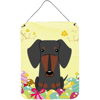 "Caroline's Treasures Easter Eggs Dachshund Black Tan Metal Print, 16 x 12, Multicolor"