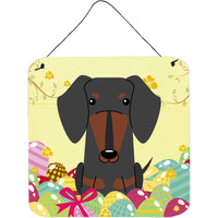 "Caroline's Treasures Easter Eggs Dachshund Black Tan Metal Print, 6 x 6, Multicolor"