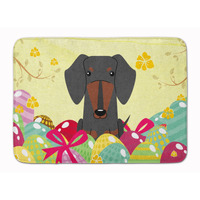 "Caroline's Treasures Easter Eggs Dachshund Black Tan Machine Washable Memory Foam Mat doormats, Multicolor"