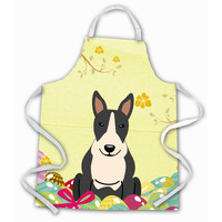 "Caroline's Treasures Easter Eggs Bull Terrier black White Apron, Large, Multicolor"