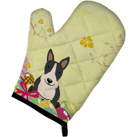"Caroline's Treasures Easter Eggs Bull Terrier Black White Oven Mitt, Multicolor, 12"" x 8.5"""