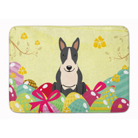 Caroline's Treasures Easter Eggs Bull Terrier Black White Machine Washable Memory Foam Mat doormats
