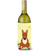 "Caroline's Treasures BB6134LITERK Easter Eggs Bull Terrier Red Wine Bottle Beverage Insulator Hugger, 750ml, Multicolor"