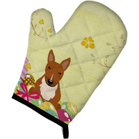 "Caroline's Treasures Easter Eggs Bull Terrier Red Oven Mitt, Multicolor, 12"" x 8.5"""