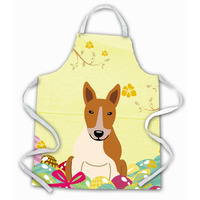 "Caroline's Treasures Easter Eggs Bull Terrier Red White Apron, Large, Multicolor"