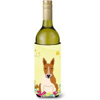 "Caroline's Treasures BB6135LITERK Easter Bull Terrier Red White Wine Bottle Beverage Insulator Hugger, 750ml, Multicolor"