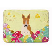 Caroline's Treasures Easter Eggs Bull Terrier Red White Machine Washable Memory Foam Mat doormats