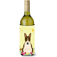 "Caroline's Treasures BB6136LITERK Easter Bull Terrier Wine Bottle Beverage Insulator Hugger, 750ml, Multicolor"