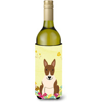 "Caroline's Treasures BB6137LITERK Easter Bull Terrier Brindle Wine Bottle Beverage Insulator Hugger, 750ml, Multicolor"