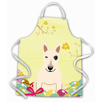 "Caroline's Treasures Easter Eggs Bull Terrier White Apron, Large, Multicolor"