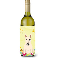 "Caroline's Treasures BB6138LITERK Easter Eggs Bull Terrier White Wine Bottle Beverage Insulator Hugger, 750ml, Multicolor"