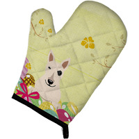 "Caroline's Treasures Easter Eggs Bull Terrier White Oven Mitt, Multicolor, 12"" x 8.5"""