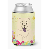 "Caroline's Treasures Easter Eggs Chow White Can or Bottle Hugger, Can Hugger, Multicolor"